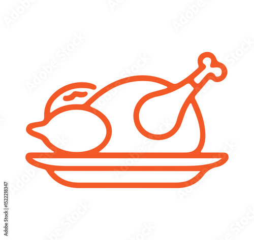 Chicken roast line icon isolated on white background. vector illustration eps 10