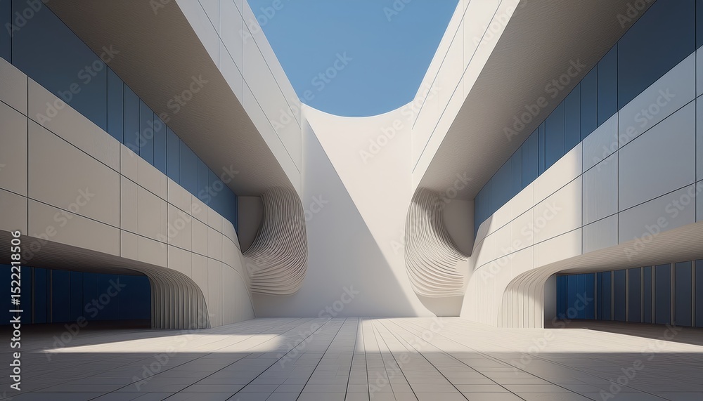 Obraz premium 3d illustration of abstract minimal architecture background, monochromatic geometric architectural