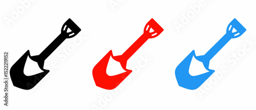Shovel icon illustration set with colorful. Stock vector.
