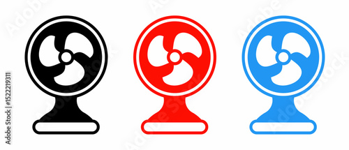 Fan icon illustration set with colorful. Stock vector.