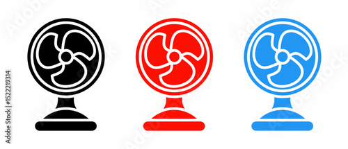 Fan icon illustration set with colorful. Stock vector.