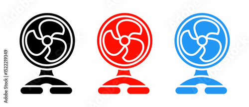 Fan icon illustration set with colorful. Stock vector.