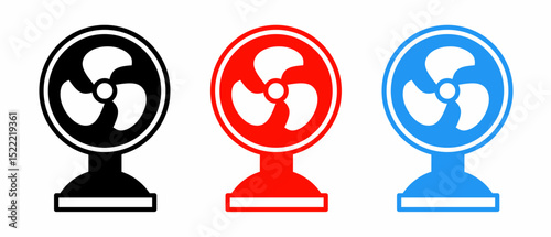 Fan icon illustration set with colorful. Stock vector.