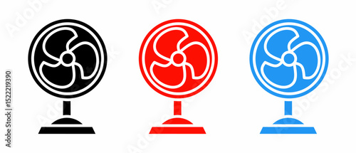 Fan icon illustration set with colorful. Stock vector.