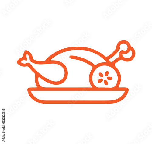 Roasted chicken vector icon illustration eps 10