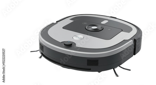 3d Render of Robot Vacuum Cleaner on Transparent Background