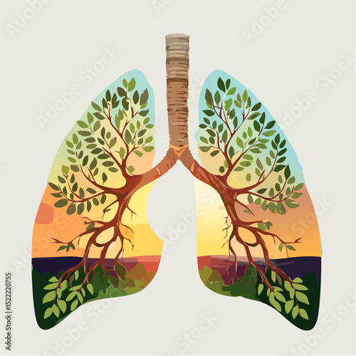 Lungs and Nature A Breathtaking Illustration of Environmental Harmony