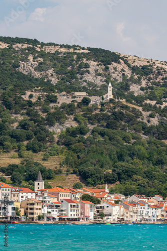 Panoramic view of Baska, town in Krk Island, Croatia