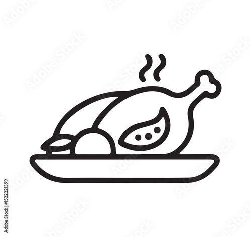 Roasted chicken turkey outline icon collection. vector illustration eps 10