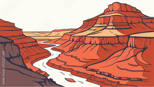 Grand Canyon – Majestic Canyon Landscape Vector Illustration