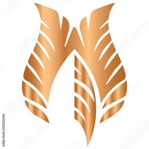 An abstract leaf gold shape that appears as a beauty in the earth