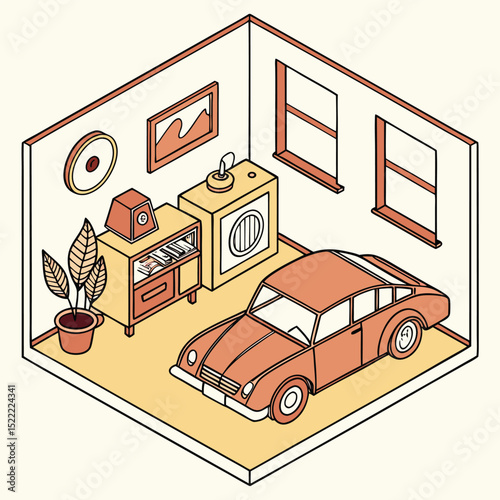 vector illustration of a bedroom with furniture