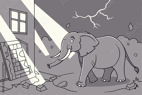 Smoke and Silence: The Elephant Caught in Collapse