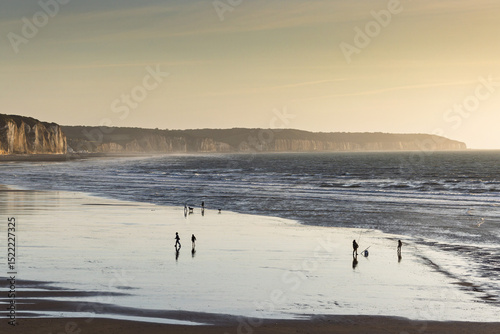 Sceneries and Chalk cliffs along the Channel coast in France, Normandy