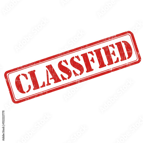 Classified Isolated Rubber Stamp Illustration Red Text over Transparent