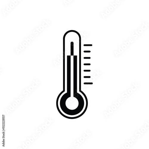 Black and White Thermometer Illustration Displaying Temperature Reading for Health Monitoring