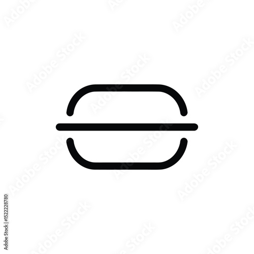 Black Horizontal Rectangle with Rounded Corners and a Dividing Line Illustration