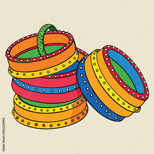 Set of colorful lac bangles from Rajasthan, vibrant traditional jewelry.