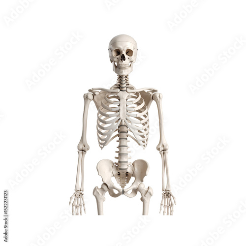 Human skeleton anatomy medical illustration 3d model on transparent background