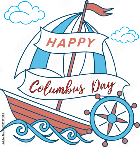 Celebrating Christopher Columbus Discovering America Sailing the Ocean Blue Historical Holiday Observance