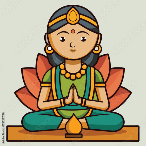 Traditional masseuse (Ayurvedic) with calming hands, offering relaxation and healing.