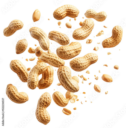 peanuts floating isolated on transparent background