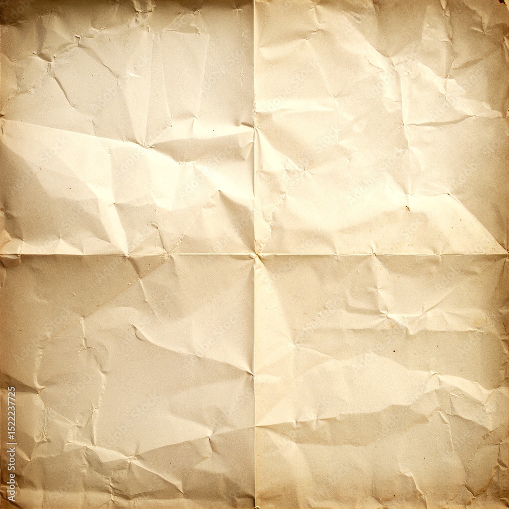 Obraz premium A crumpled piece of paper lies on a wooden surface, with several torn-off edges revealing jagged, uneven lines and a hint of faded ink.