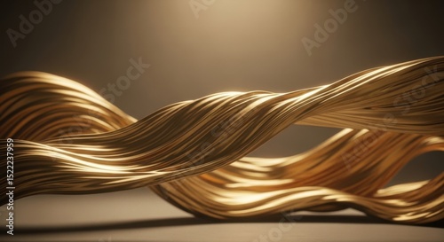 Abstract Golden Wave Flowing Gently on a Dark Background