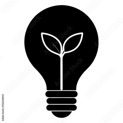 light bulb with green leaf