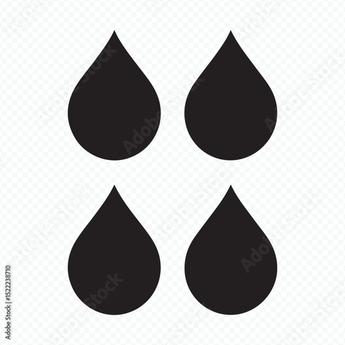 Set of black water drop icons in simple teardrop shapes Vector