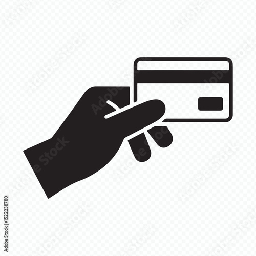 Payment method icon with hand and bank card graphic Vector