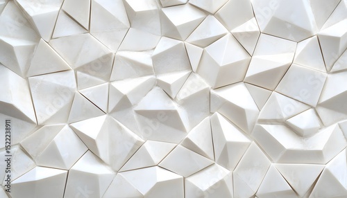 Abstract white geometric patterned wall design.