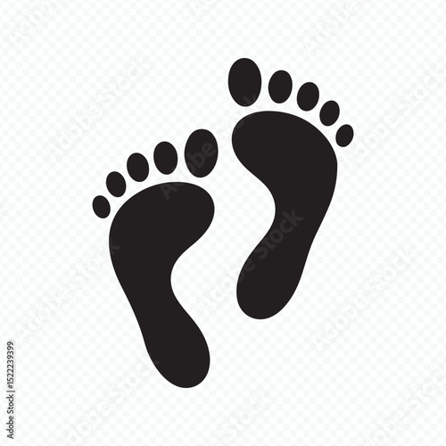 Black footprint silhouette icon barefoot vector symbol