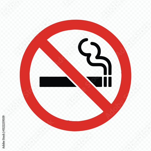 No smoking area vector sign with cigarette and ban mark