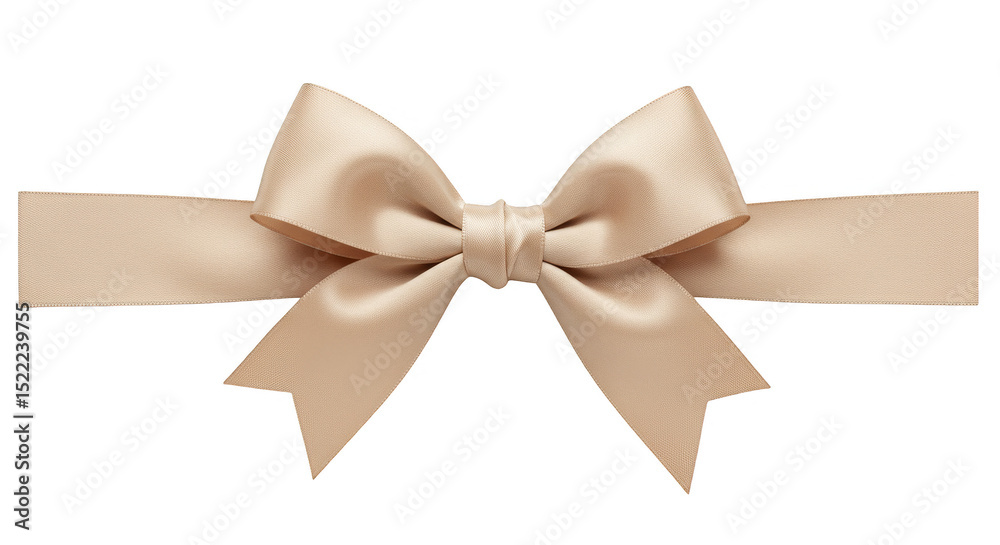 Fototapeta premium Illustration Of A Beige Ribbon Bow For Celebration Decoration On Transparent Background