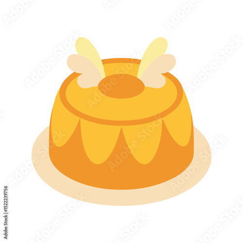Cartoon pudding vector illustration delicious dessert food sweet treat simple design
