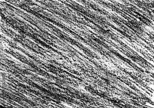 The background is filled with diagonal strokes. Texture of wax crayons, chalk, pencils. Black and gray color. White background. In some places the colors are richer, in others lighter. Monochrome.