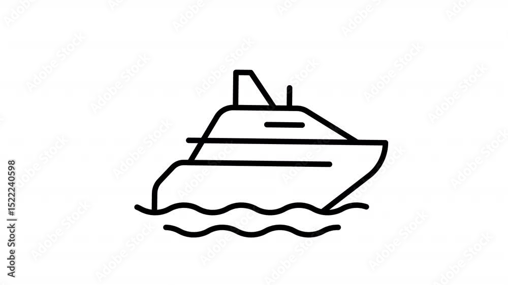 Yacht line animation. Luxury boat animated icon. Moving sea waves. Shaking ship. Motorboat rent. Travel, vacation. Nautical, vessel. Outline element on white background. HD video with alpha channel Yacht line animation. Luxury boat animated icon. Moving sea waves. Shaking ship. Motorboat rent. Travel, vacation. Nautical, vessel. Outline element on white background. HD video with alpha channel