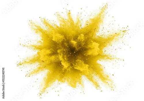 Illustration of a Gold Powder Burst with Yellow Color on Transparent