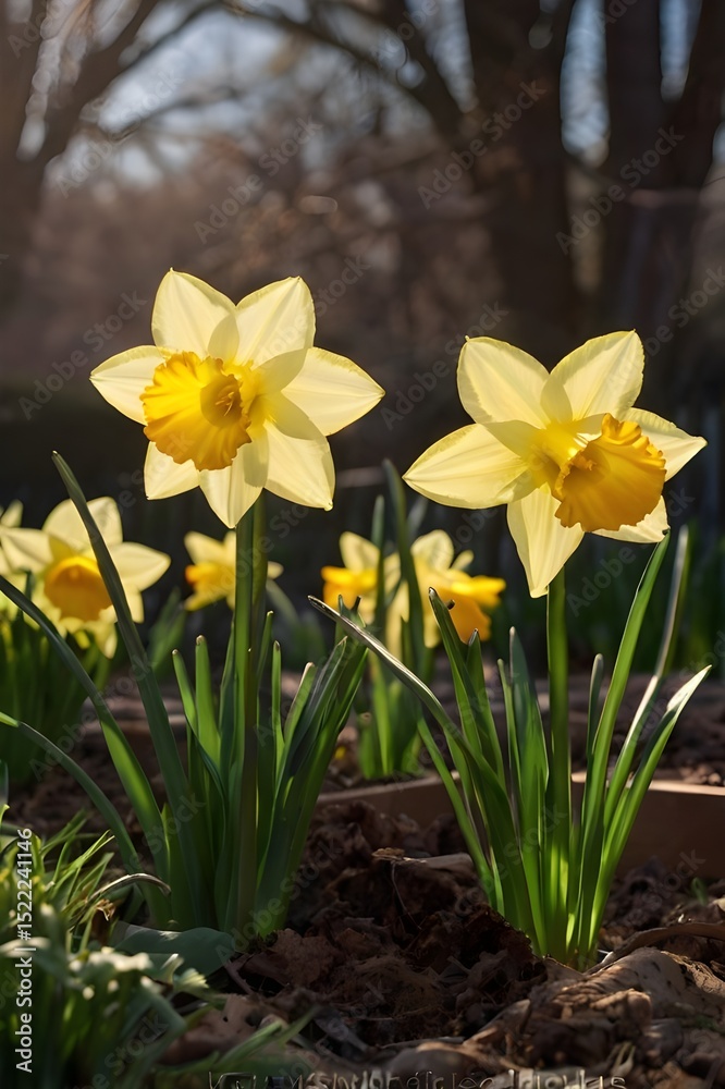 Naklejka premium daffodils in spring