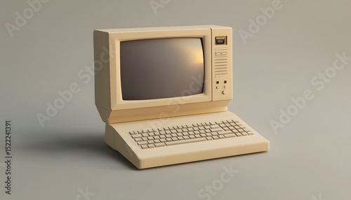 Beige vintage computer on a plain background.