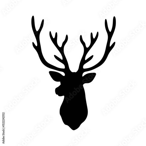 Elegant silhouette of reindeer antlers on white background, festive design