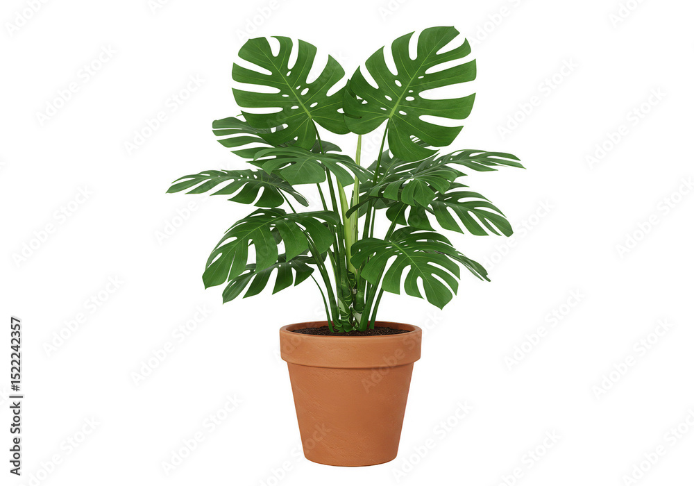 Illustration of Monstera Plant in Pot on Transparent Background Illustration of Monstera Plant in Pot on Transparent Background