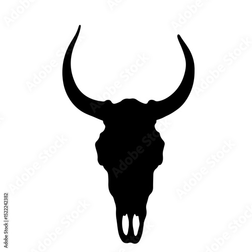 Silhouette of animal skull on white background, symbolism of death