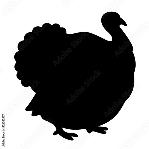 Silhouette of a stuffed turkey on white background, Thanksgiving decor
