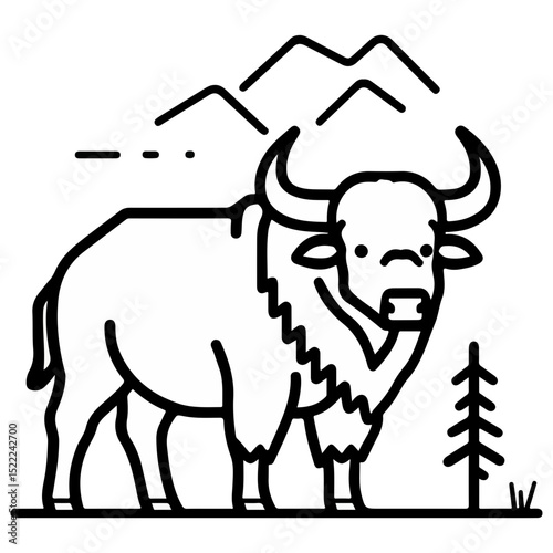 buffalo, animal, vector, transparent background, cattle, isolated, mammal, cute, nature, agriculture, livestock, farm