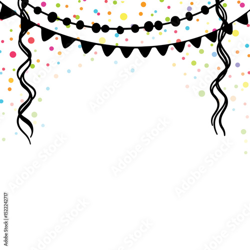 Colorful celebration decorations against white background, festive atmosphere