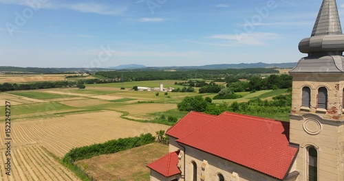Aerial view of the St. Catherine's Chapel in the Fields near Erdovec, Northern Croatia