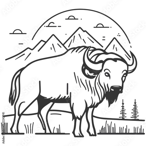 buffalo, animal, vector, transparent background, cattle, isolated, mammal, cute, nature, agriculture, livestock, farm