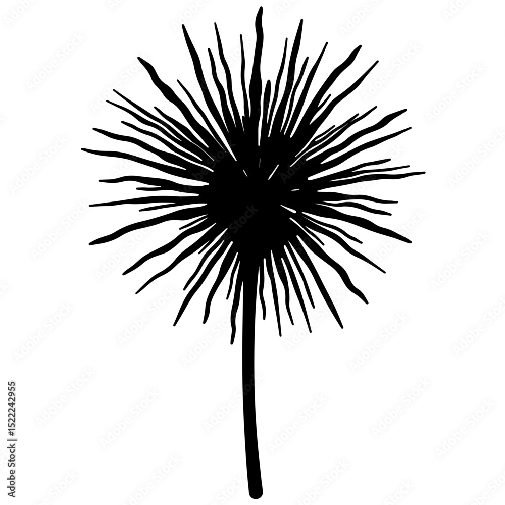 Fototapeta premium Silhouette of artistic flower design on white background, creativity